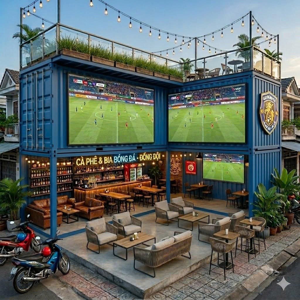 Container Cafe Ghép 2 Tầng 2 x 20 Feet