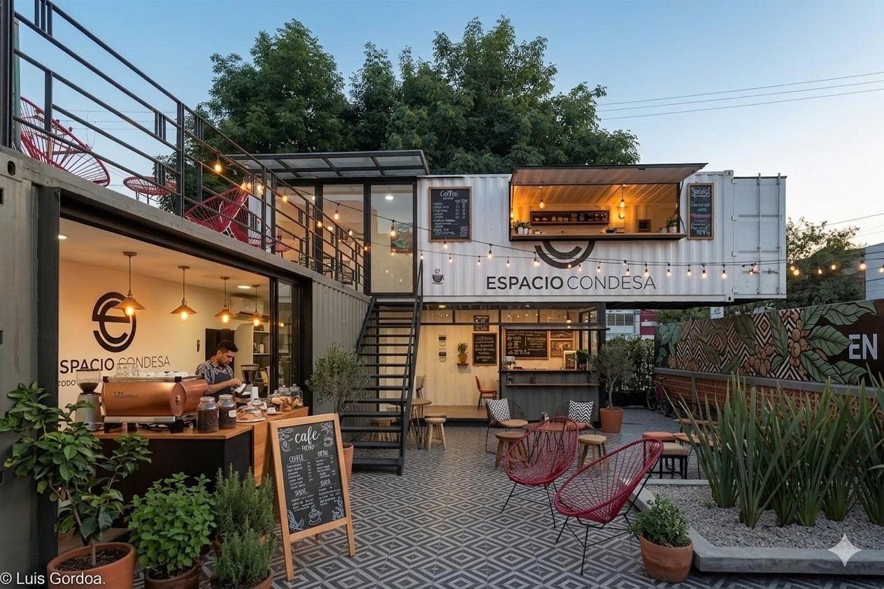 Container Cafe Ghép 2 Tầng Từ 2 Cont 40 Feet Và 1 Cont 20 Feet